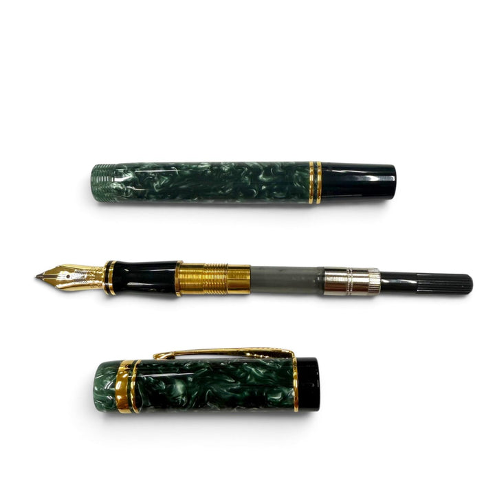 Excellent PARKER fountain pen Duofold International Marble Green 18K mens