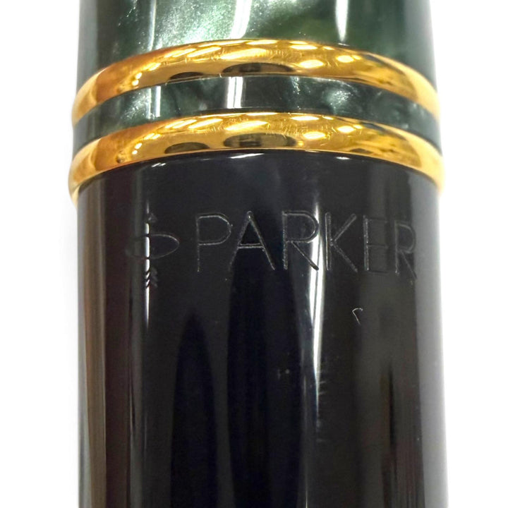 Excellent PARKER fountain pen Duofold International Marble Green 18K mens