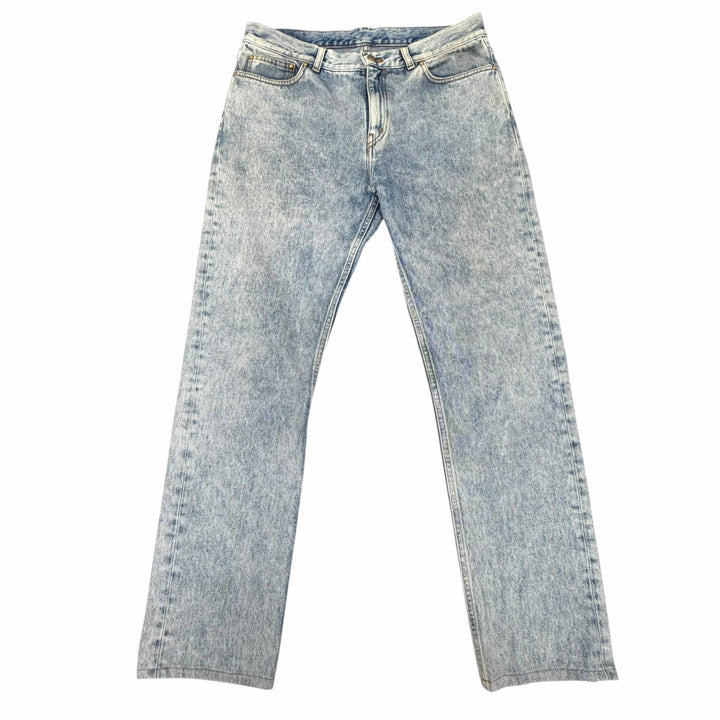 Discounted Very Good LOUIS VUITTON Denim pants Leather logo patch blue cotton mens 32
