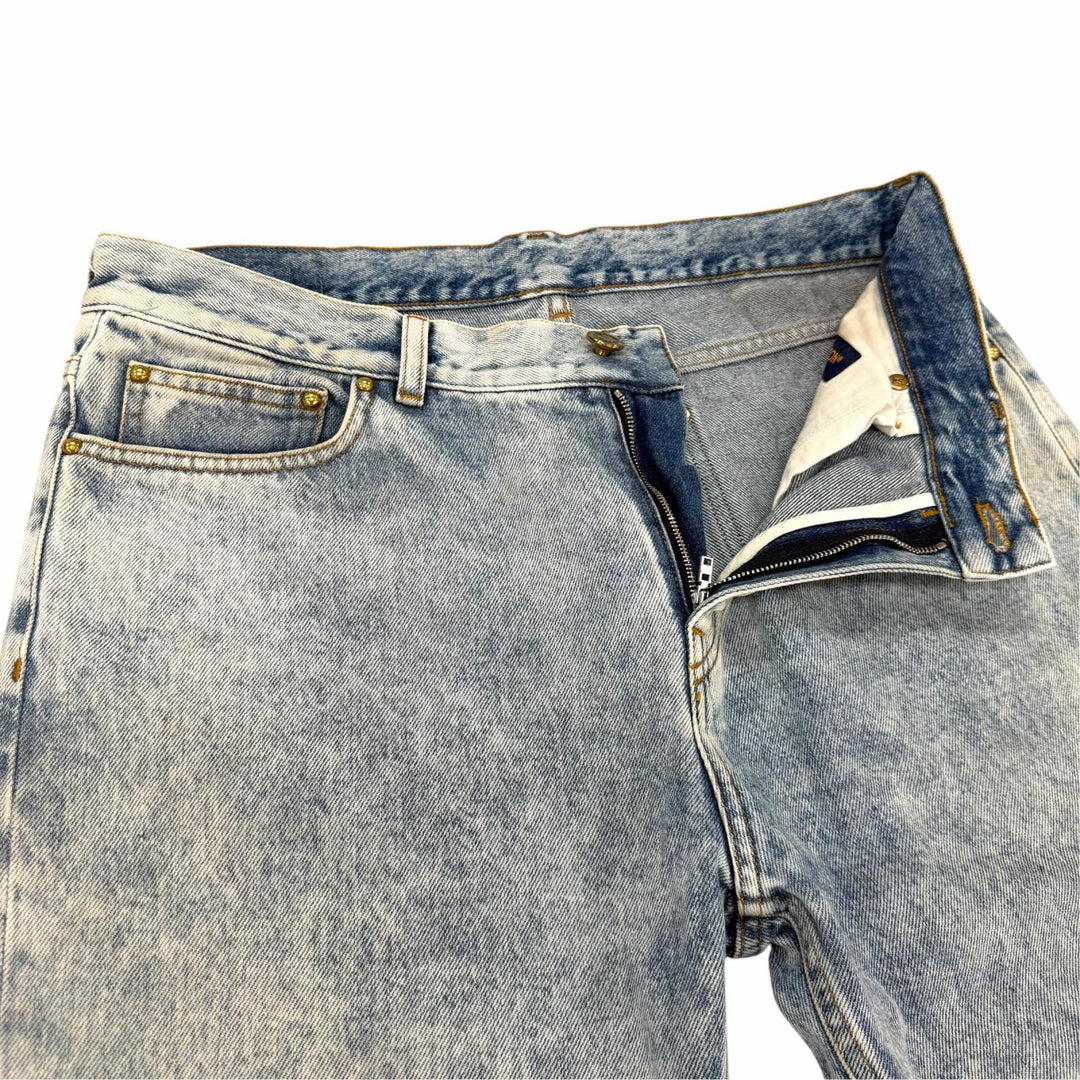Discounted Very Good LOUIS VUITTON Denim pants Leather logo patch blue cotton mens 32