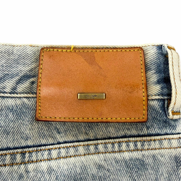 Discounted Very Good LOUIS VUITTON Denim pants Leather logo patch blue cotton mens 32