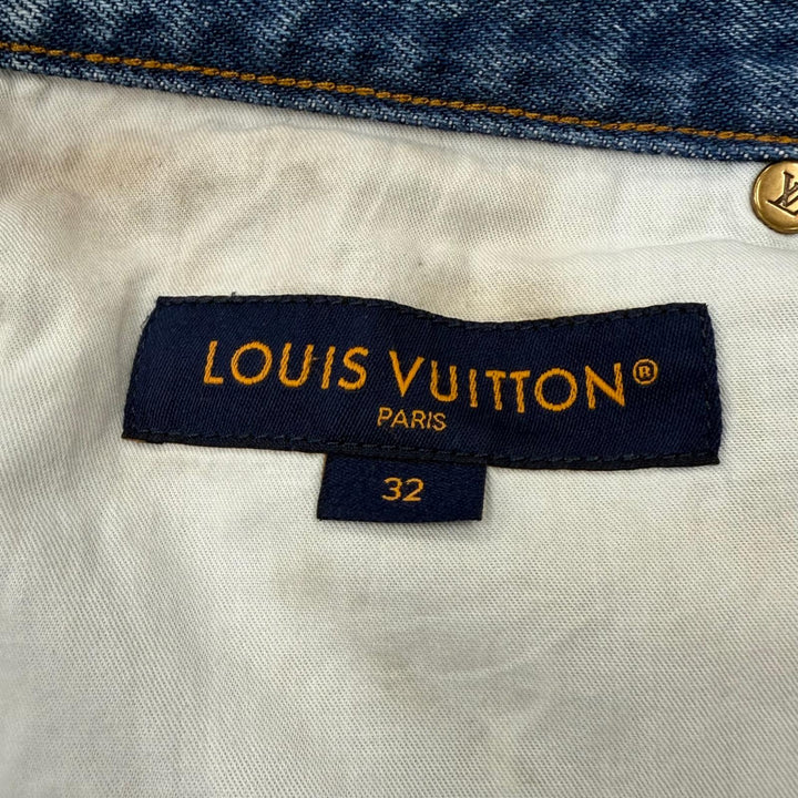 Discounted Very Good LOUIS VUITTON Denim pants Leather logo patch blue cotton mens 32