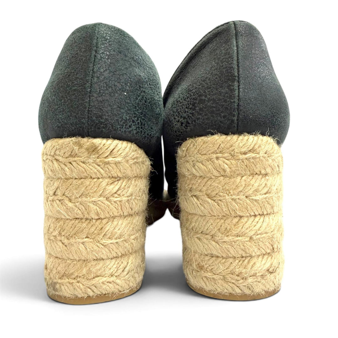 Great CHANEL Sandals COCO Mark Crack Espadrille Wedge Sandals black 37 G34659