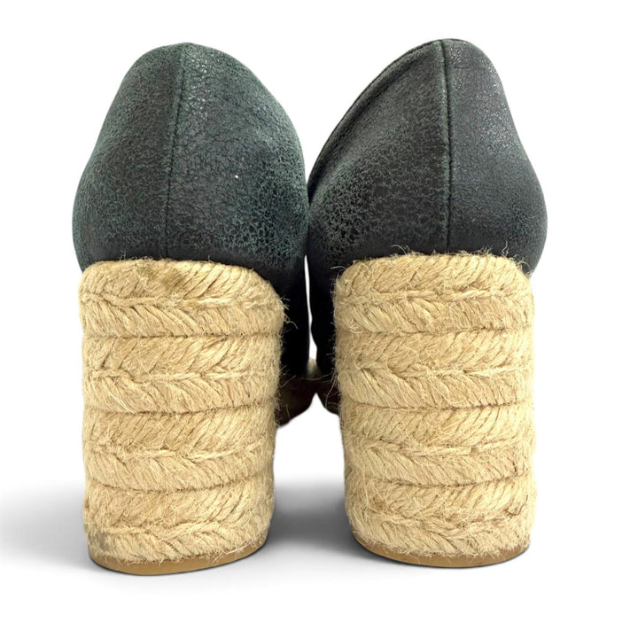 Great CHANEL Sandals COCO Mark Crack Espadrille Wedge Sandals black 37 G34659