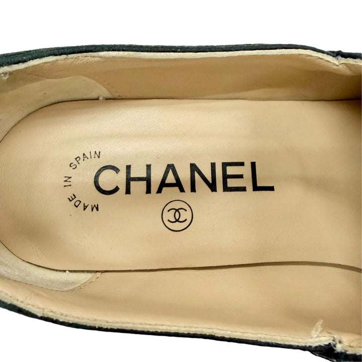 Great CHANEL Sandals COCO Mark Crack Espadrille Wedge Sandals black 37 G34659