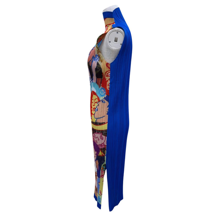 Excellent PLEATS PLEASE one piece Lamia Ziade graffiti blue Women 4 PP12-JH221