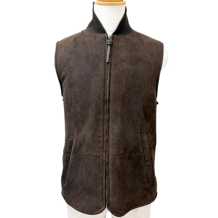Great Dunhill leather jacket 3-way bag with sheepskin liner Brown lambskin