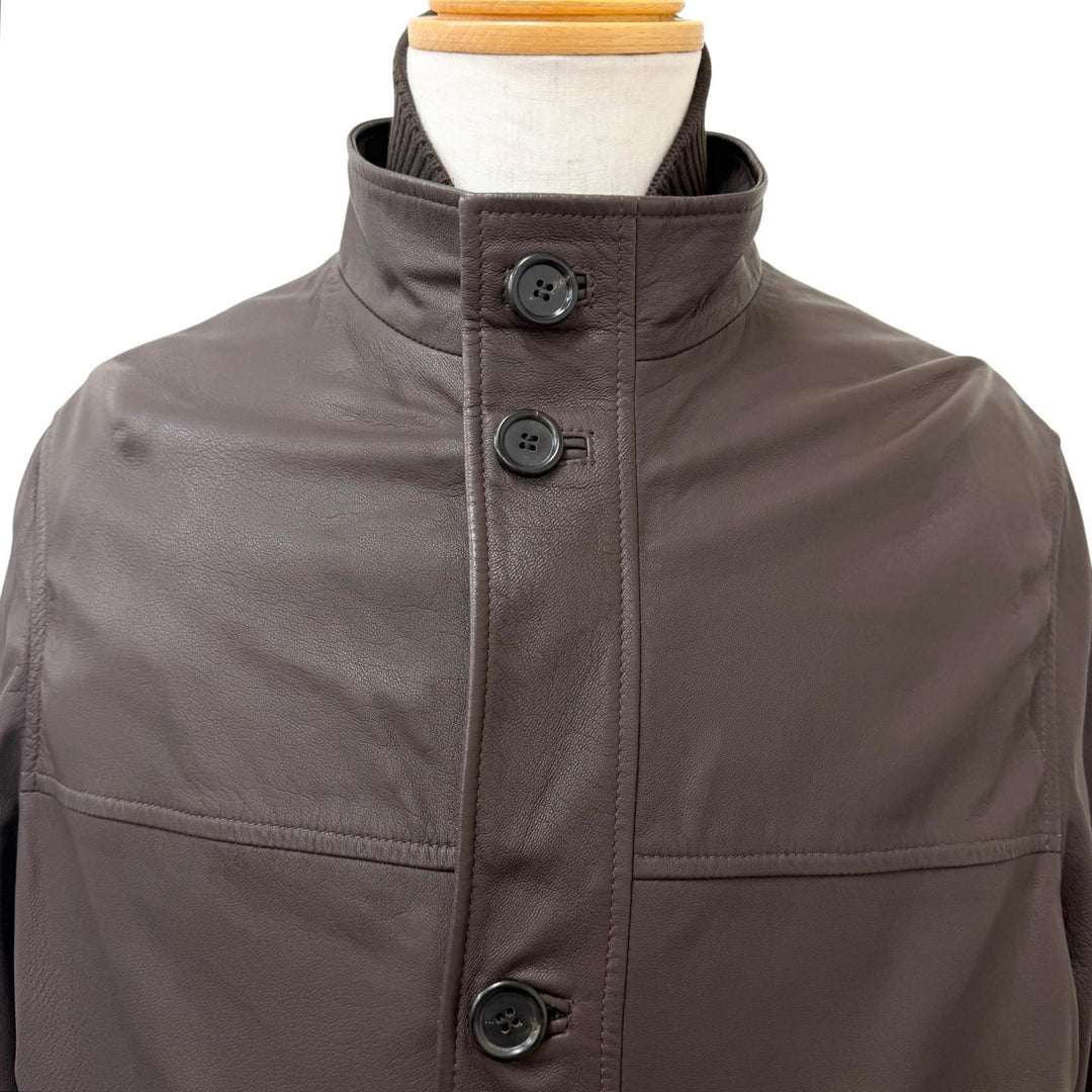 Great Dunhill leather jacket 3-way bag with sheepskin liner Brown lambskin