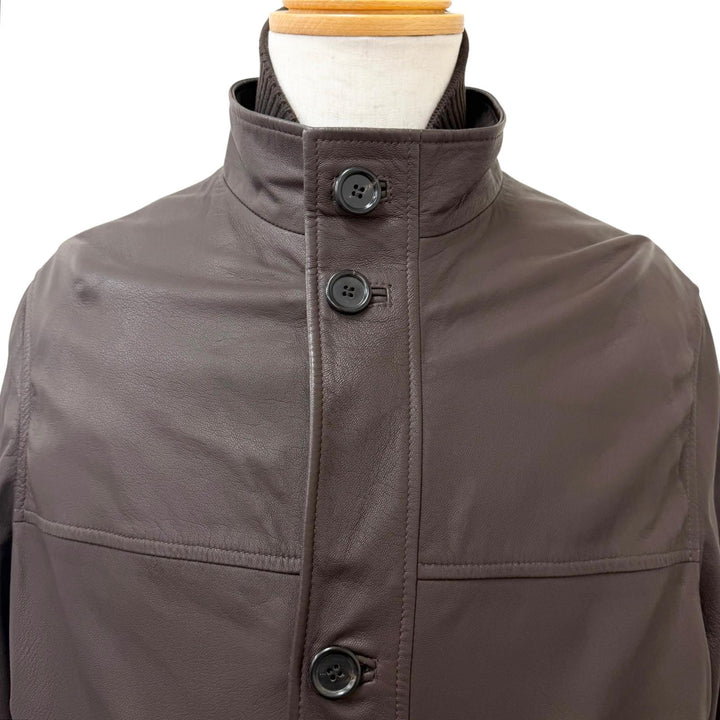 Great Dunhill leather jacket 3-way bag with sheepskin liner Brown lambskin