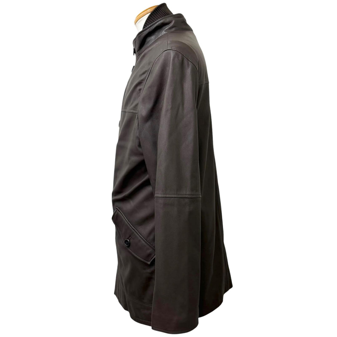Great Dunhill leather jacket 3-way bag with sheepskin liner Brown lambskin