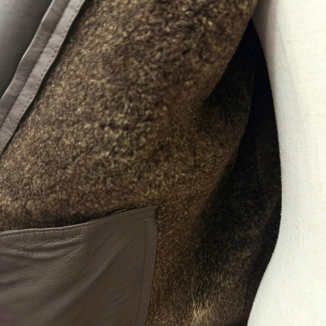 Great Dunhill leather jacket 3-way bag with sheepskin liner Brown lambskin