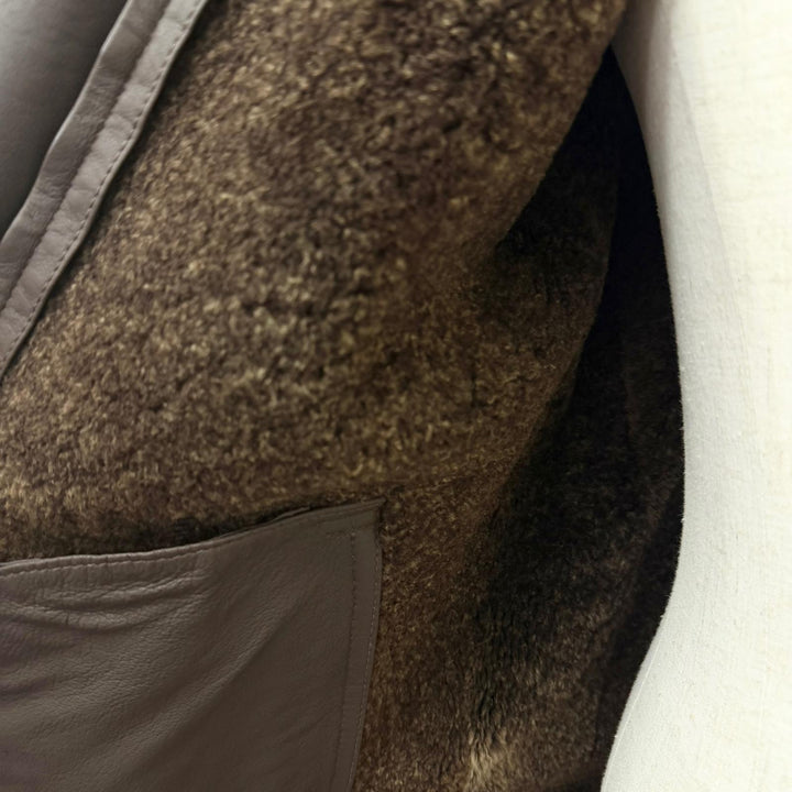 Great Dunhill leather jacket 3-way bag with sheepskin liner Brown lambskin