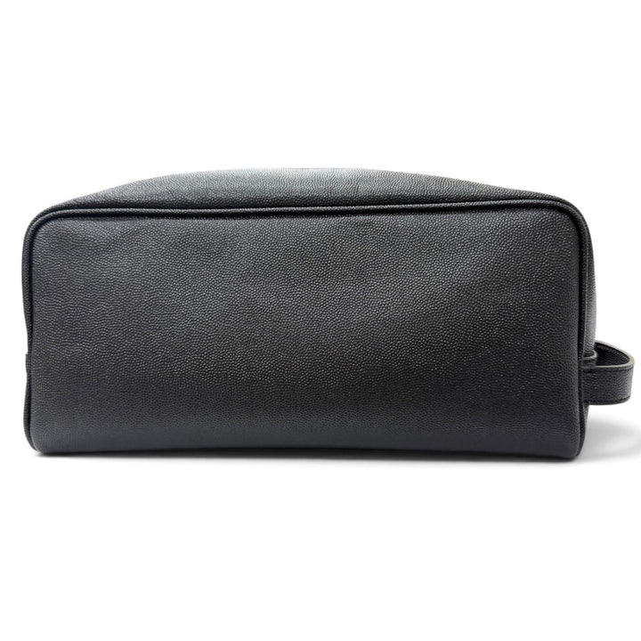 Excellent SAINT LAURENT PARIS Clutch bag Logo travel pouch black Grain calf