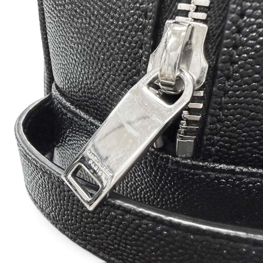 Excellent SAINT LAURENT PARIS Clutch bag Logo travel pouch black Grain calf
