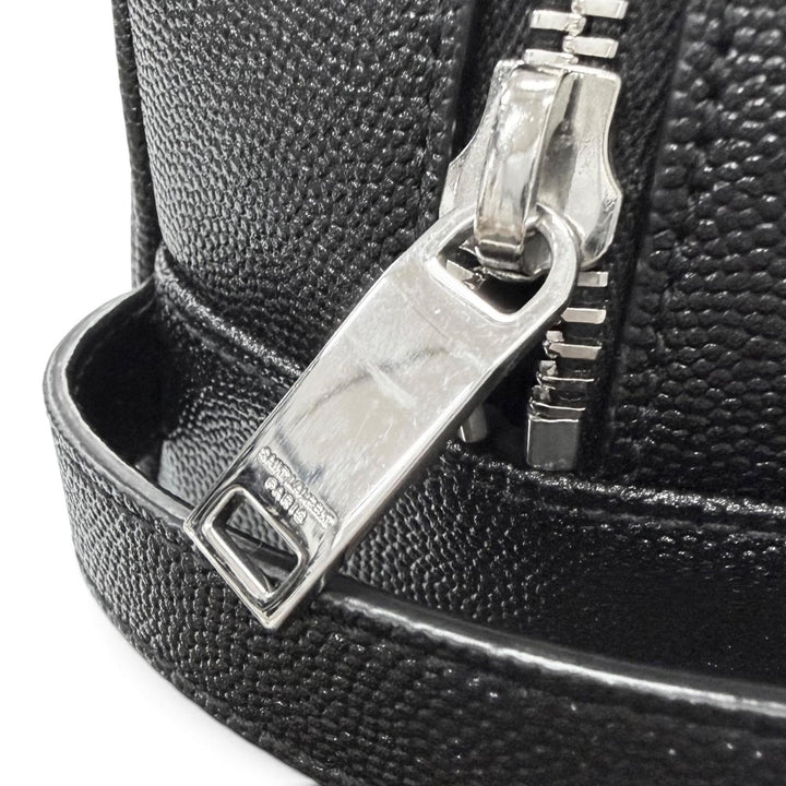 Excellent SAINT LAURENT PARIS Clutch bag Logo travel pouch black Grain calf