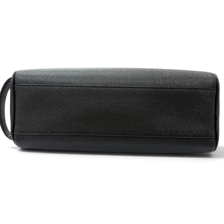 Excellent SAINT LAURENT PARIS Clutch bag Logo travel pouch black Grain calf