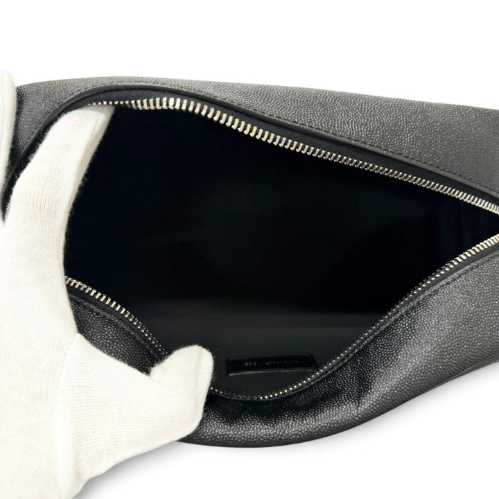 Excellent SAINT LAURENT PARIS Clutch bag Logo travel pouch black Grain calf