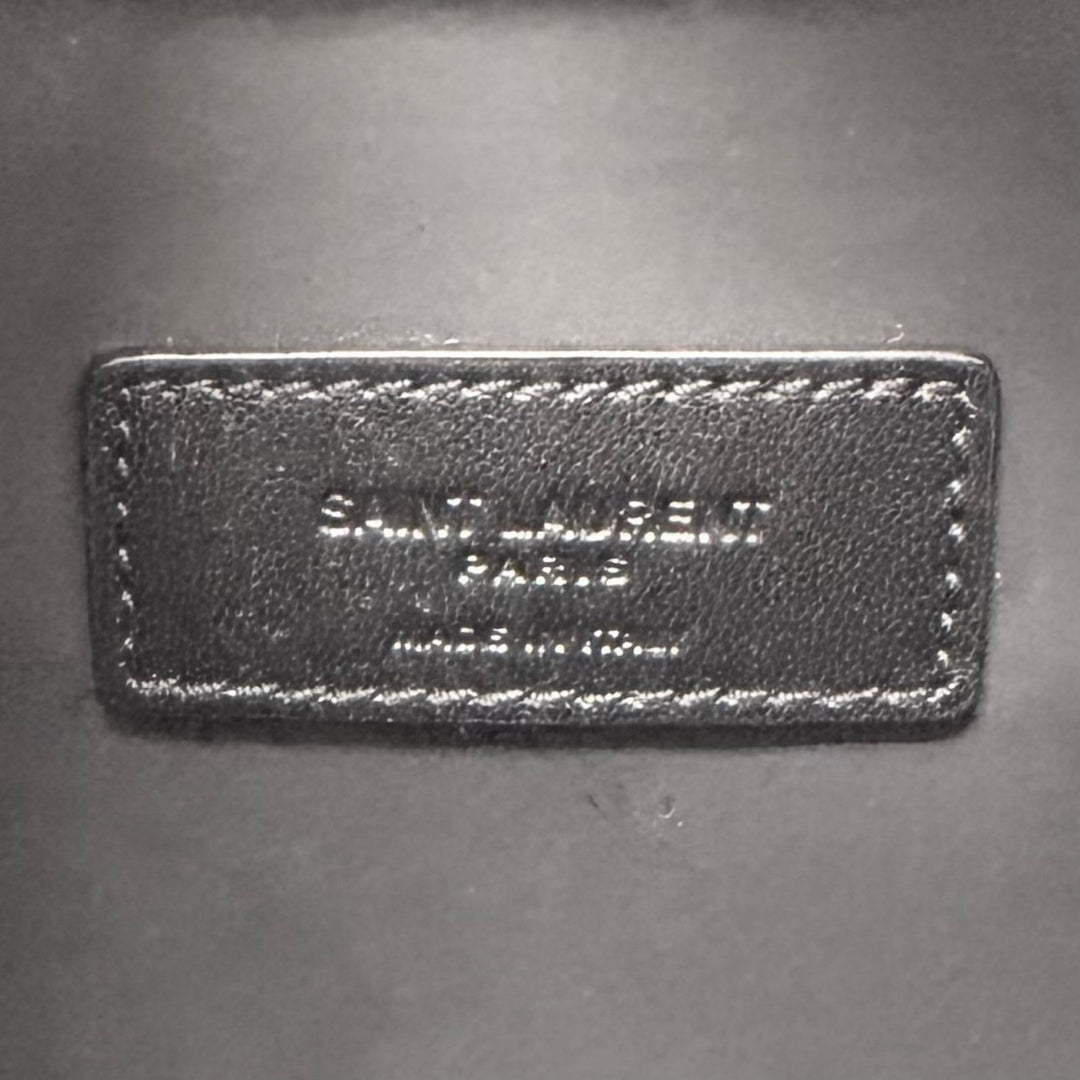 Excellent SAINT LAURENT PARIS Clutch bag Logo travel pouch black Grain calf