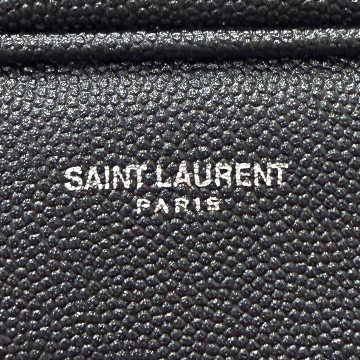 Excellent SAINT LAURENT PARIS Clutch bag Logo travel pouch black Grain calf