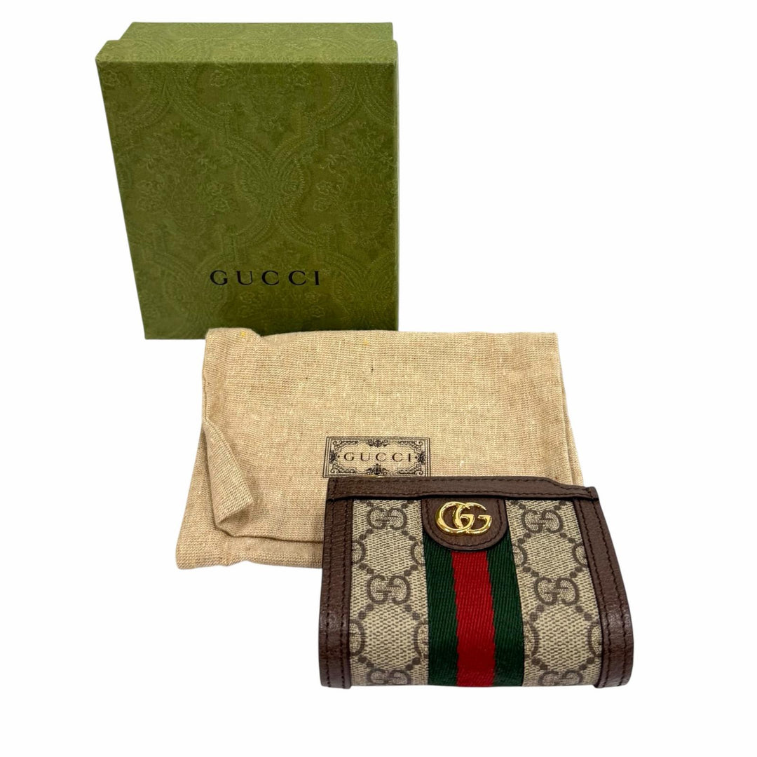 Excellent GUCCI Coin case beige GG Supreme Women 699530