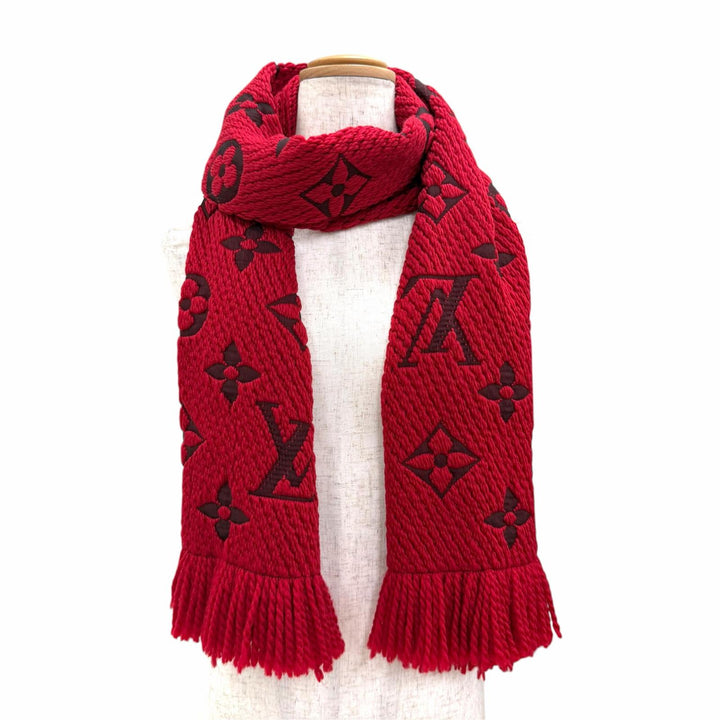 Excellent LOUIS VUITTON Scarf Escalp Logo Mania Monogram fringe wool M72432