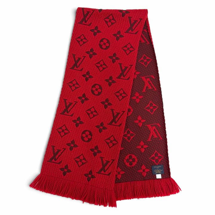 Excellent LOUIS VUITTON Scarf Escalp Logo Mania Monogram fringe wool M72432