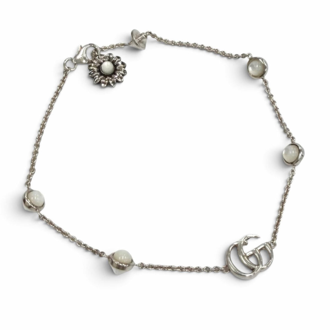 Excellent GUCCI bracelet Double G Mother of Pearl Bracelet white 925 773229