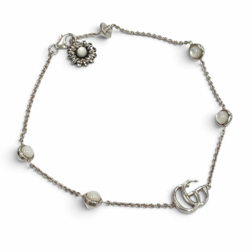Excellent GUCCI bracelet Double G Mother of Pearl Bracelet white 925 773229