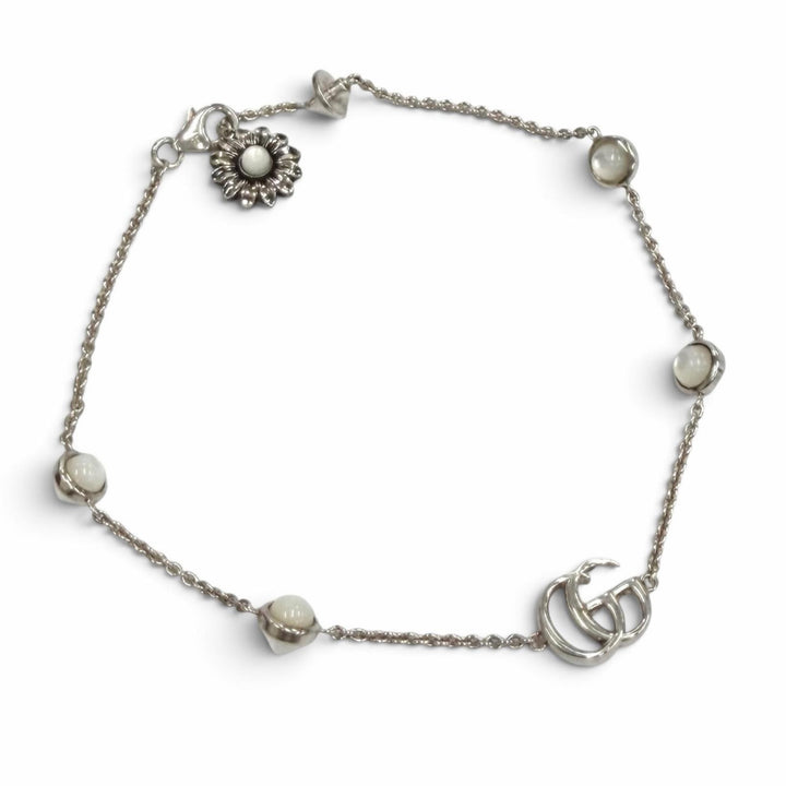 Excellent GUCCI bracelet Double G Mother of Pearl Bracelet white 925 773229