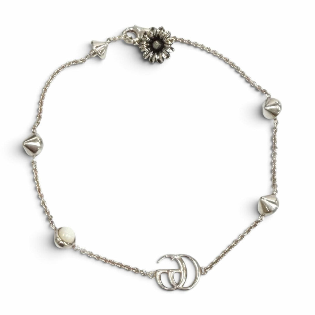 Excellent GUCCI bracelet Double G Mother of Pearl Bracelet white 925 773229