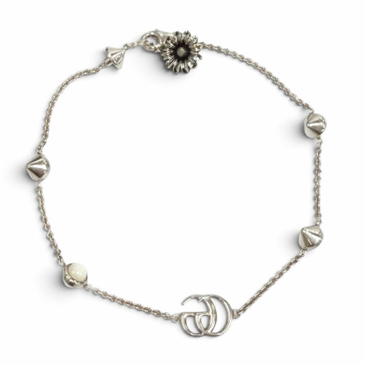 Excellent GUCCI bracelet Double G Mother of Pearl Bracelet white 925 773229