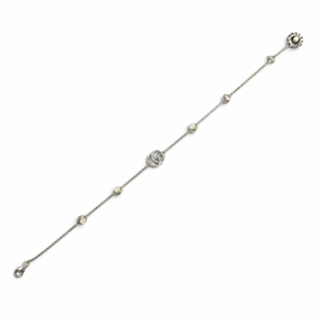 Excellent GUCCI bracelet Double G Mother of Pearl Bracelet white 925 773229