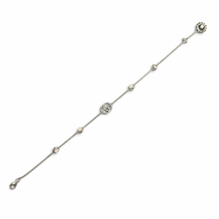 Excellent GUCCI bracelet Double G Mother of Pearl Bracelet white 925 773229