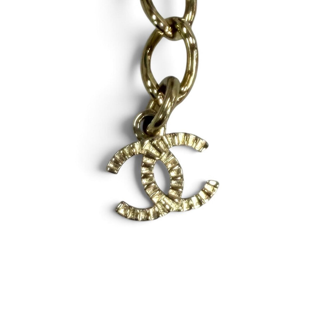 Great CHANEL Necklace COCO Mark Leather Star Clover Chain gold I25B ABG287