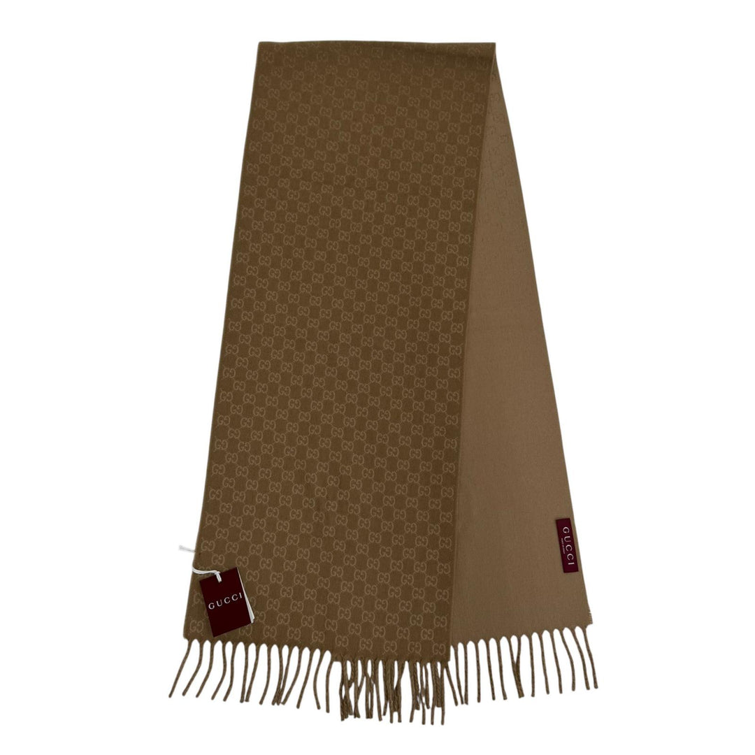 Pristine GUCCI Scarf GG Jacquard Two-Tone beige wool Women 852038