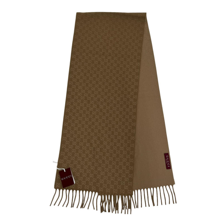 Pristine GUCCI Scarf GG Jacquard Two-Tone beige wool Women 852038