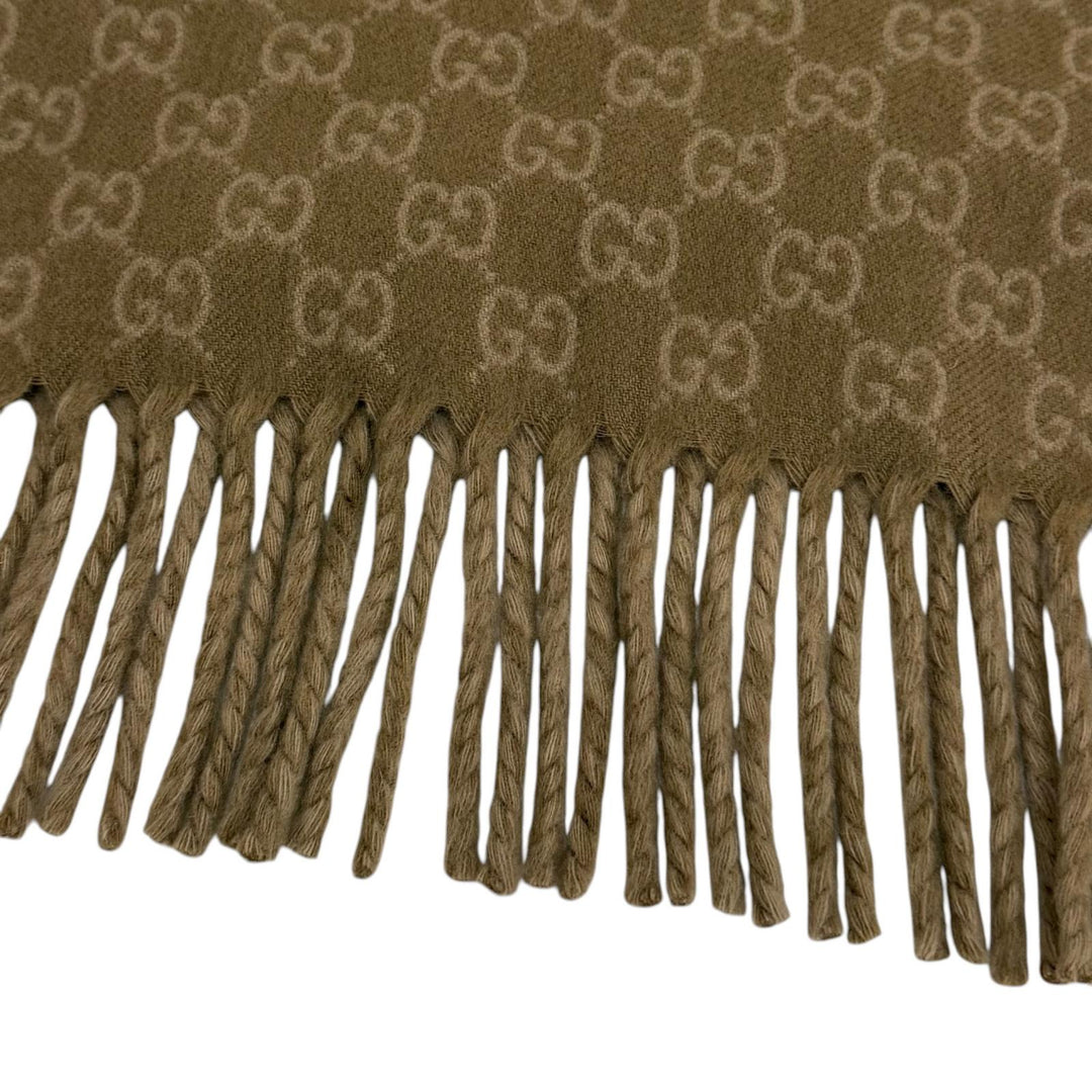 Pristine GUCCI Scarf GG Jacquard Two-Tone beige wool Women 852038