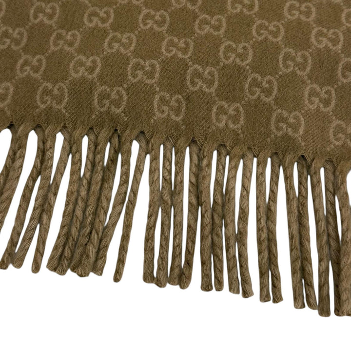 Pristine GUCCI Scarf GG Jacquard Two-Tone beige wool Women 852038