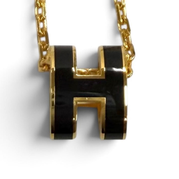 Pristine HERMES Necklace Pendant Mini Pop H black Women