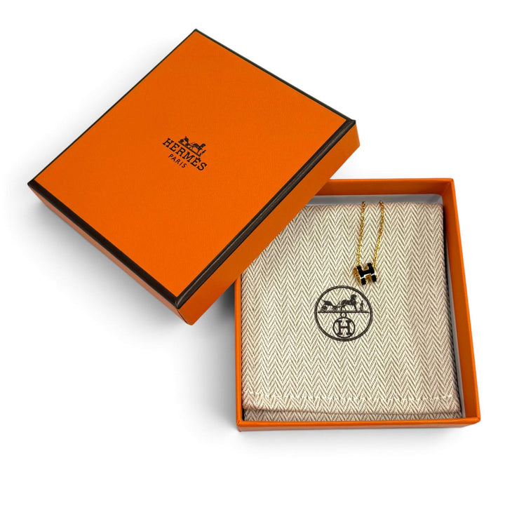 Pristine HERMES Necklace Pendant Mini Pop H black Women