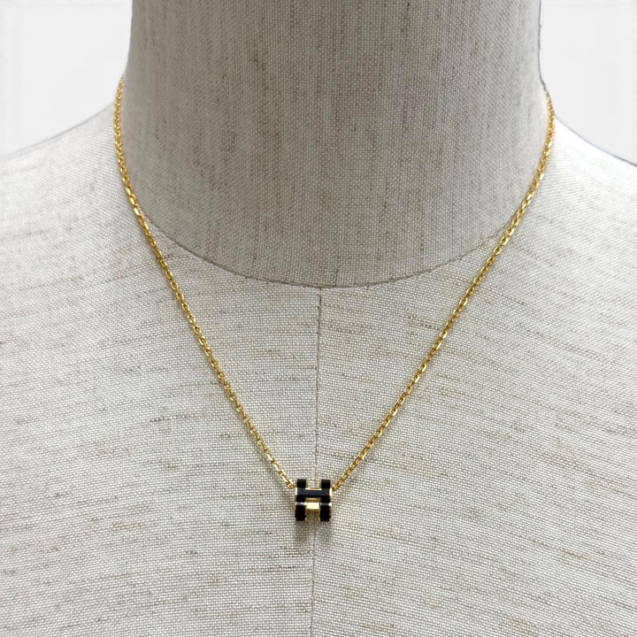 Pristine HERMES Necklace Pendant Mini Pop H black Women