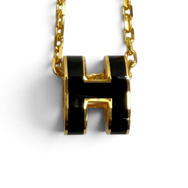 Pristine HERMES Necklace Pendant Mini Pop H black Women
