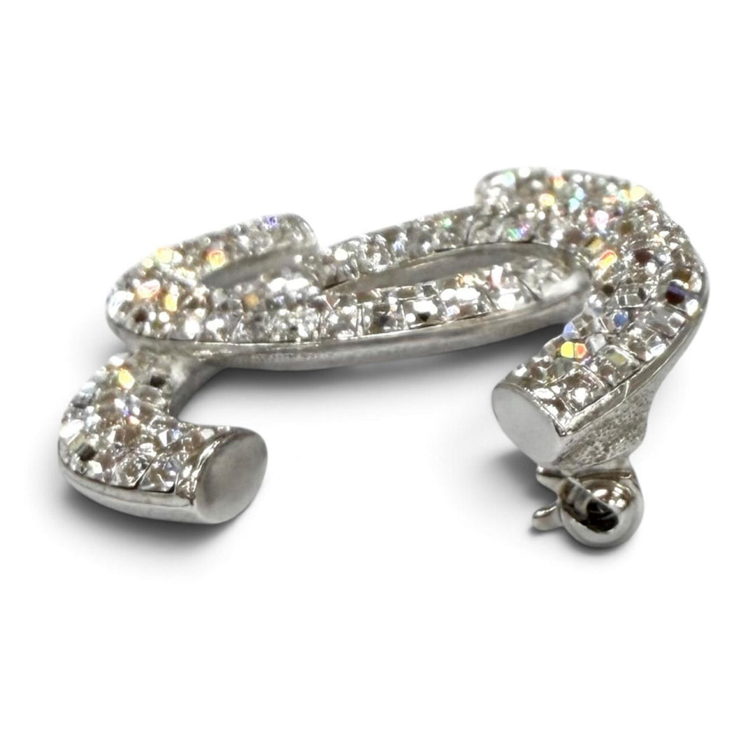 Excellent CHANEL Brooch COCO Mark rhinestone Silver Women B16S