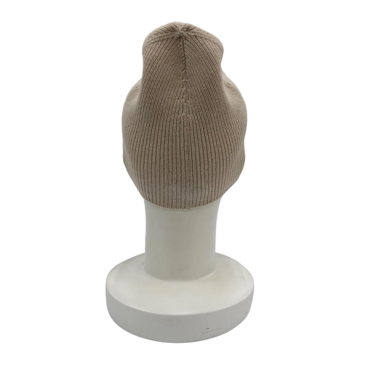 Excellent CHANEL Knit cap Logo Rib Knit Beanie beige cashmere Women