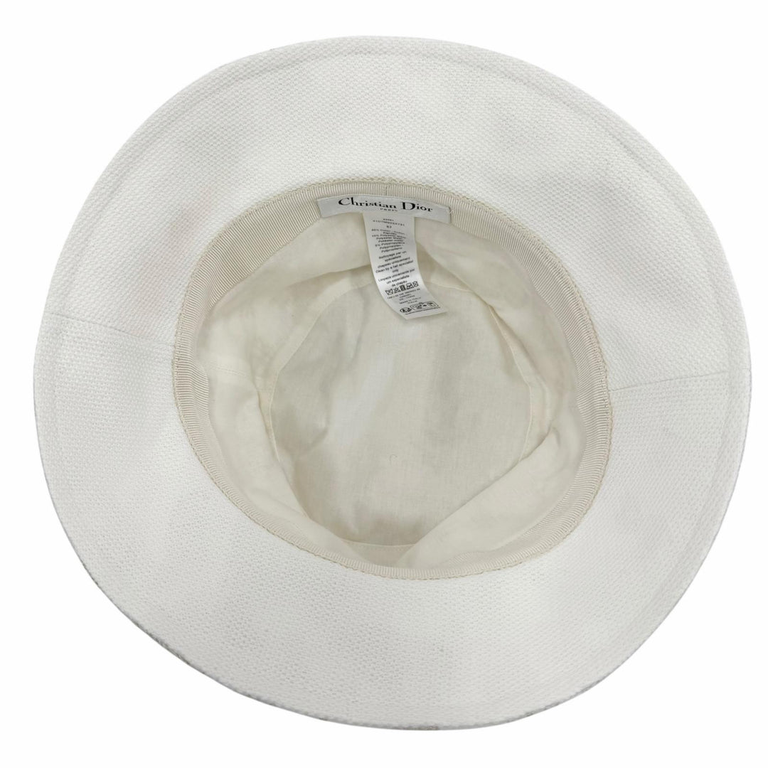 Excellent Christian Dior hat Toile de Jouy Embroidery Bucket Hat gold cotton 57