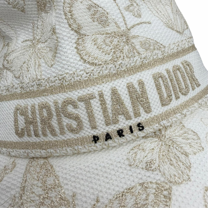 Excellent Christian Dior hat Toile de Jouy Embroidery Bucket Hat gold cotton 57