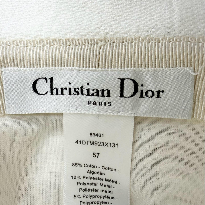 Excellent Christian Dior hat Toile de Jouy Embroidery Bucket Hat gold cotton 57