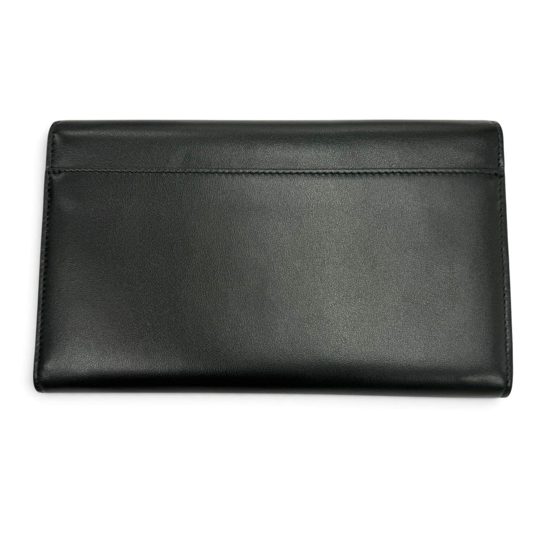 Excellent BALENCIAGA Purse envelope Long wallet black leather mens 743220