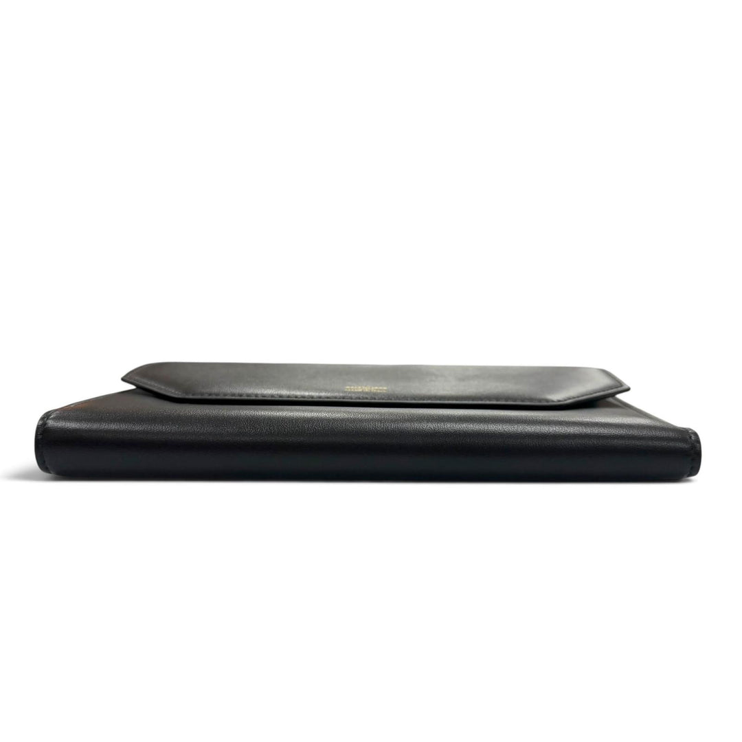 Excellent BALENCIAGA Purse envelope Long wallet black leather mens 743220