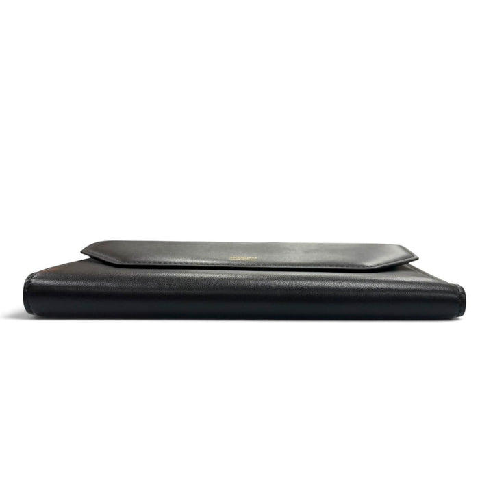 Excellent BALENCIAGA Purse envelope Long wallet black leather mens 743220